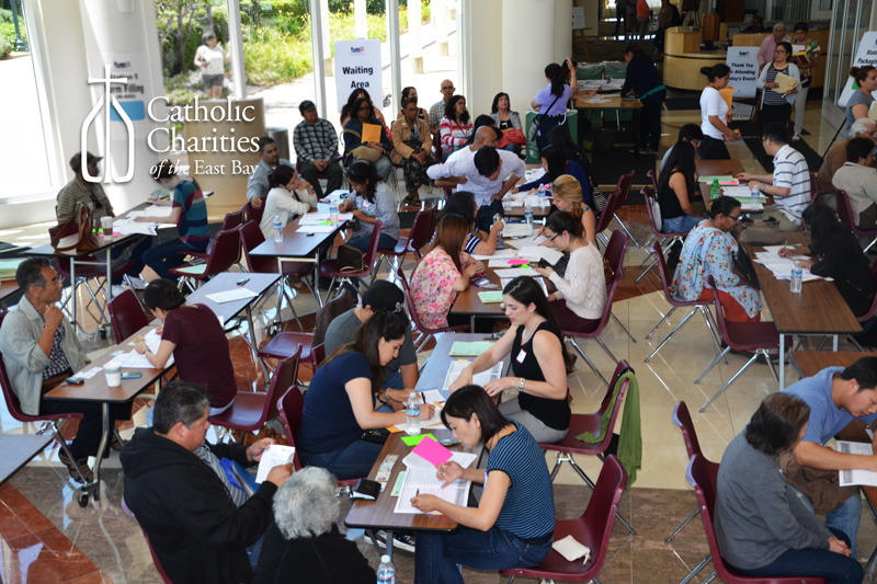 People from different countries, cultures and backgrounds gathered to take their first steps towards citizenship. 