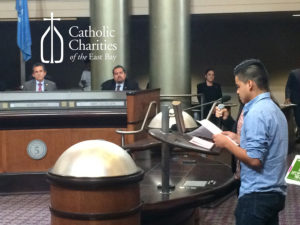 Boy speaks at City Hall about his experience